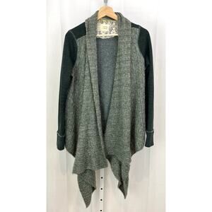SATURDAY SUNDAY Small Anthropologie Cascado Draped Open Cardigan Sweater Green